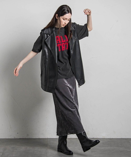 MAYSON GREY（メイソングレイ）の「シアーベロアナロースカート≪手洗い可能≫（スカート・レディース・イエロー/チャコールグレー・M）」の17枚目の写真