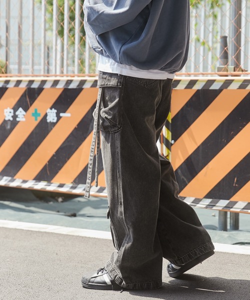 デニム パンツ マルチポケット ウオッシュ ルーズ ジーンズ 5 ORDINARY FITS｜5ポケット ルーズ アンクル デニム パンツ