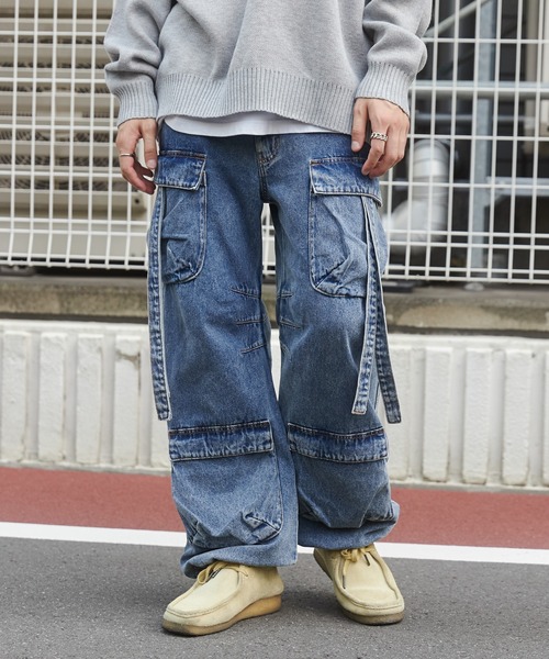 WEGO（ウィゴー）の「WEGO/マルチポケットデニムパンツ（デニムパンツ・メンズ・ブラック系2/コバルトブルー・LARGE/MEDIUM）」の4枚目の写真