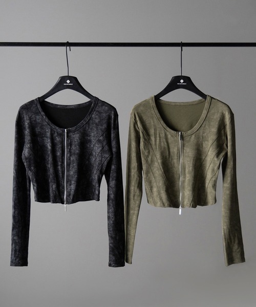 カーディガン 「 ２color 」ダブルジップヴィンテージカットソーカーディガン ／  double zip vintage cut sew card me+em select カーディガン 「 2color 」ダブルジップ