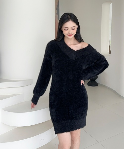 Jasmine Grandiflorum(ジャスミングランディフローラム)の「【Jasmine】シャギーニットプルオーバーワンピース (AW)(ワンピース・レディース・ブラック/オフホワイト/グレー/パープル/ブラウン・FREE)」の10枚目の写真