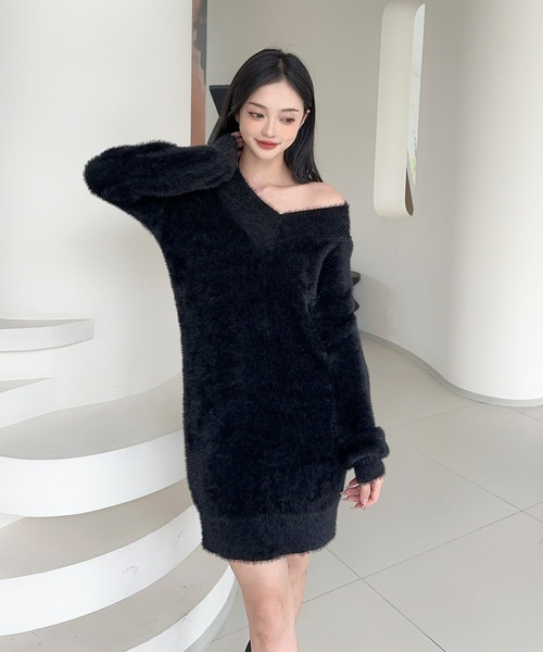 Jasmine Grandiflorum(ジャスミングランディフローラム)の「【Jasmine】シャギーニットプルオーバーワンピース (AW)(ワンピース・レディース・ブラック/オフホワイト/グレー/パープル/ブラウン・FREE)」の11枚目の写真