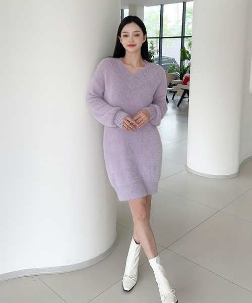 Jasmine Grandiflorum(ジャスミングランディフローラム)の「【Jasmine】シャギーニットプルオーバーワンピース (AW)(ワンピース・レディース・ブラック/オフホワイト/グレー/パープル/ブラウン・FREE)」の14枚目の写真