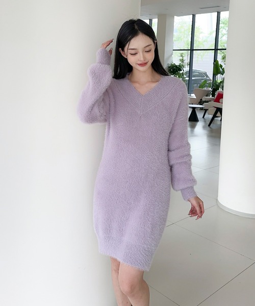 Jasmine Grandiflorum(ジャスミングランディフローラム)の「【Jasmine】シャギーニットプルオーバーワンピース (AW)(ワンピース・レディース・ブラック/オフホワイト/グレー/パープル/ブラウン・FREE)」の16枚目の写真