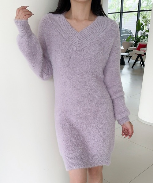Jasmine Grandiflorum(ジャスミングランディフローラム)の「【Jasmine】シャギーニットプルオーバーワンピース (AW)(ワンピース・レディース・ブラック/オフホワイト/グレー/パープル/ブラウン・FREE)」の17枚目の写真