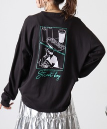Cotton back print crew neck long sleeve T-shirt / バックプリントオーバーTシャツ unisex