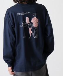 Cotton back print crew neck long sleeve T-shirt / バックプリントオーバーTシャツ unisex