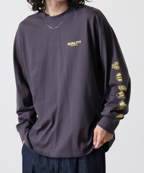 FUNALIVE（ファンアライブ）の「Cotton back print crew neck long sleeve T-shirt / バックプリントオーバーTシャツ unisex（Tシャツ/カットソー・メンズ・ブラック/ホワイト系1/ホワイト系2/オフホワイト/ブラック系2/ホワイト系3/ブラック系4/ブラック系1/ホワイト系4/ライトグリーン/ラベンダー/ネイビー/ミント/チャコール/ベージュ/ネイビー系1/グレー系1/ブラック系3/杢グレー/スカイブルー・M/L/XL）」の13枚目の写真