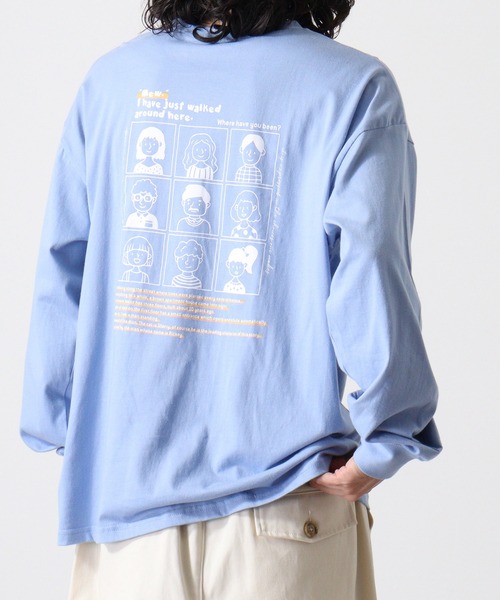 FUNALIVE（ファンアライブ）の「Cotton back print crew neck long sleeve T-shirt / バックプリントオーバーTシャツ unisex（Tシャツ/カットソー・メンズ・ブラック/ホワイト系1/ホワイト系2/オフホワイト/ブラック系2/ホワイト系3/ブラック系4/ブラック系1/ホワイト系4/ライトグリーン/ラベンダー/ネイビー/ミント/チャコール/ベージュ/ネイビー系1/グレー系1/ブラック系3/杢グレー/スカイブルー・M/L/XL）」の18枚目の写真