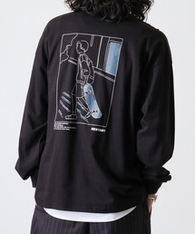 Cotton back print crew neck long sleeve T-shirt / バックプリントオーバーTシャツ unisex