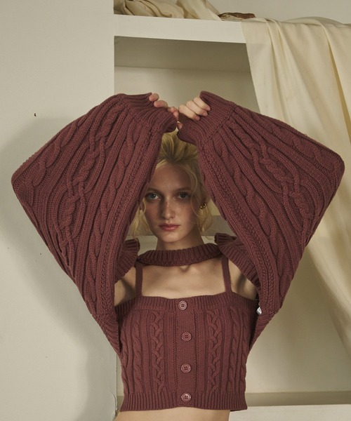 loin nuit(ロワンニュイ)の「cable knit ensemble / ケーブルニットアンサンブル(アンサンブル・レディース・スモークピンク/グレイッシュベージュ/グレー・FREE)」の20枚目の写真