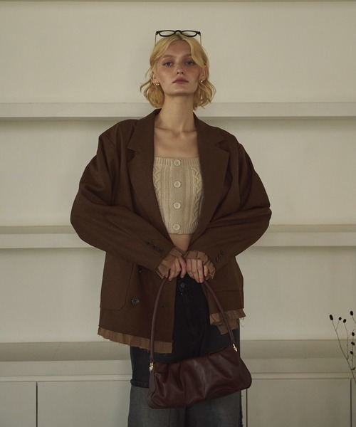 loin nuit(ロワンニュイ)の「cable knit ensemble / ケーブルニットアンサンブル(アンサンブル・レディース・スモークピンク/グレイッシュベージュ/グレー・FREE)」の15枚目の写真