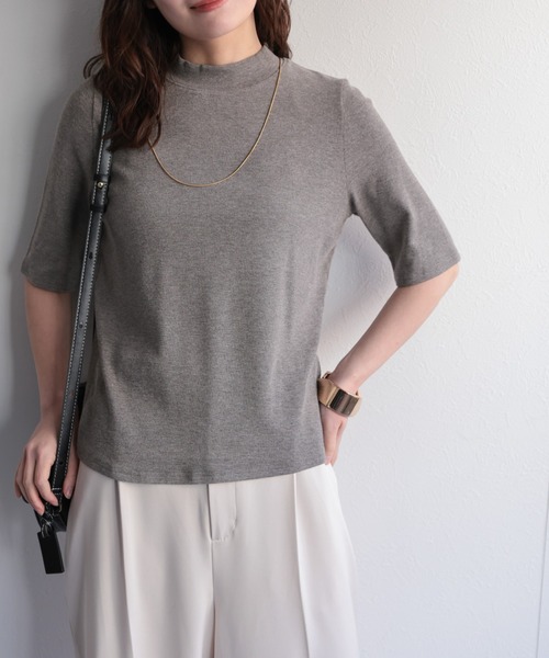 ap retro(アプレトロ)の「ベーシックハイネックTee / 半袖(ニット/セーター・レディース・ブラック/グレー/マスタード/チャコール/ブラウン/アイボリー・FREE)」の1枚目の写真