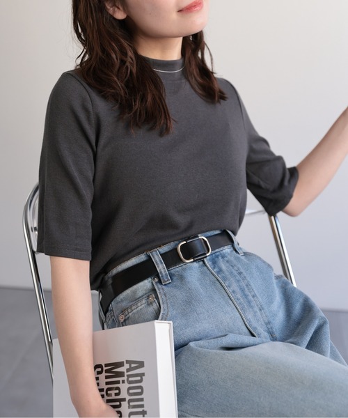 ap retro(アプレトロ)の「ベーシックハイネックTee / 半袖(ニット/セーター・レディース・ブラック/グレー/マスタード/チャコール/ブラウン/アイボリー・FREE)」の14枚目の写真