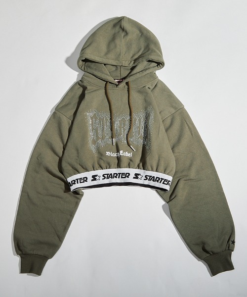 パーカー STARTER BLACK LABEL 裏起毛 ショート丈 プルパーカー レディース セール】STARTER BLACK LABEL 裏起毛 ショート丈 プルパーカー