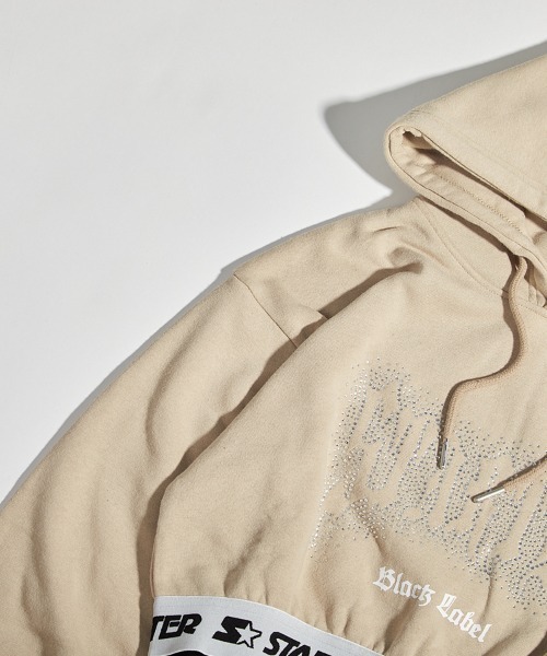 STARTER BLACK LABEL（スターターブラックレーベル）の「STARTER BLACK LABEL 裏起毛ショート丈裾ロゴテープ付プルオーバーパーカー（パーカー・レディース・ブラック/カーキ/ベージュ/ホワイト・M/L）」の12枚目の写真