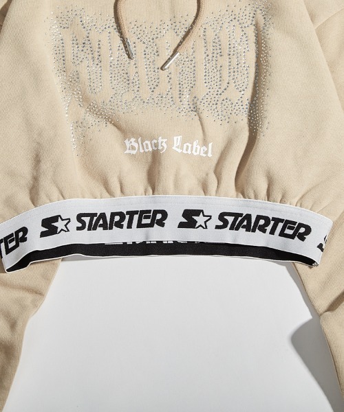 STARTER BLACK LABEL（スターターブラックレーベル）の「STARTER BLACK LABEL 裏起毛ショート丈裾ロゴテープ付プルオーバーパーカー（パーカー・レディース・ブラック/カーキ/ベージュ/ホワイト・M/L）」の13枚目の写真