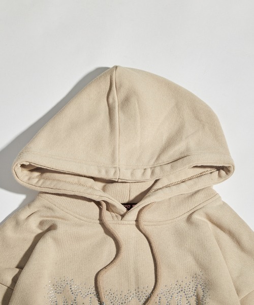 STARTER BLACK LABEL（スターターブラックレーベル）の「STARTER BLACK LABEL 裏起毛ショート丈裾ロゴテープ付プルオーバーパーカー（パーカー・レディース・ブラック/カーキ/ベージュ/ホワイト・M/L）」の14枚目の写真