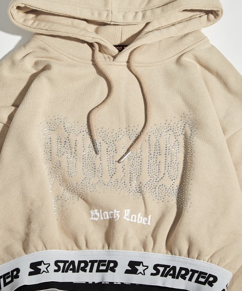 STARTER BLACK LABEL（スターターブラックレーベル）の「STARTER BLACK LABEL 裏起毛ショート丈裾ロゴテープ付プルオーバーパーカー（パーカー・レディース・ブラック/カーキ/ベージュ/ホワイト・M/L）」の11枚目の写真
