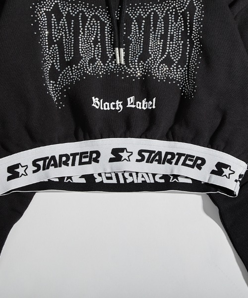 STARTER BLACK LABEL（スターターブラックレーベル）の「STARTER BLACK LABEL 裏起毛ショート丈裾ロゴテープ付プルオーバーパーカー（パーカー・レディース・ブラック/カーキ/ベージュ/ホワイト・M/L）」の5枚目の写真