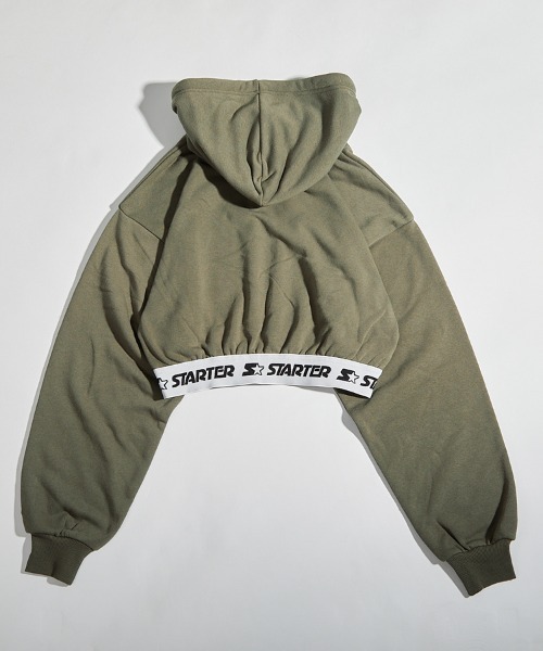 STARTER BLACK LABEL（スターターブラックレーベル）の「STARTER BLACK LABEL 裏起毛ショート丈裾ロゴテープ付プルオーバーパーカー（パーカー・レディース・ブラック/カーキ/ベージュ/ホワイト・M/L）」の17枚目の写真