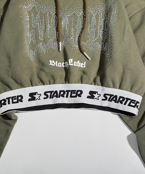 STARTER BLACK LABEL（スターターブラックレーベル）の「STARTER BLACK LABEL 裏起毛ショート丈裾ロゴテープ付プルオーバーパーカー（パーカー・レディース・ブラック/カーキ/ベージュ/ホワイト・M/L）」の20枚目の写真