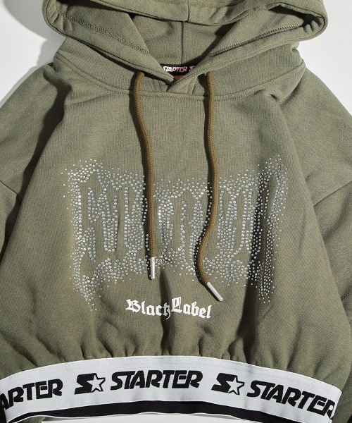 STARTER BLACK LABEL（スターターブラックレーベル）の「STARTER BLACK LABEL 裏起毛ショート丈裾ロゴテープ付プルオーバーパーカー（パーカー・レディース・ブラック/カーキ/ベージュ/ホワイト・M/L）」の18枚目の写真