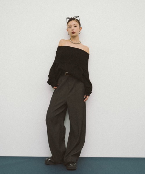 HANNE（アン）の「オフショルダーニット（ニット/セーター・レディース・ブラック/グレー/ベージュ・FREE）」の5枚目の写真