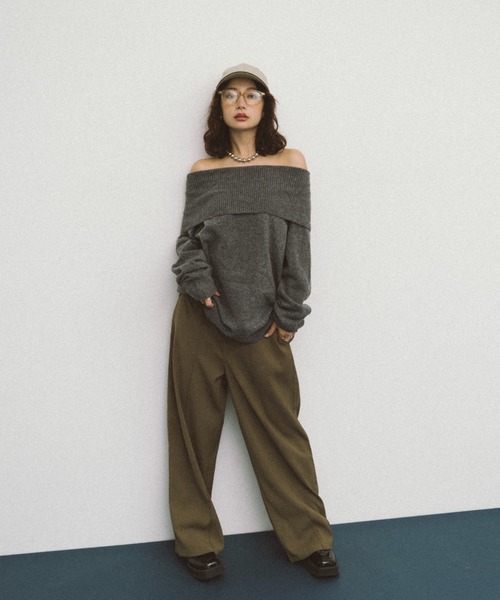 HANNE（アン）の「オフショルダーニット（ニット/セーター・レディース・ブラック/グレー/ベージュ・FREE）」の12枚目の写真