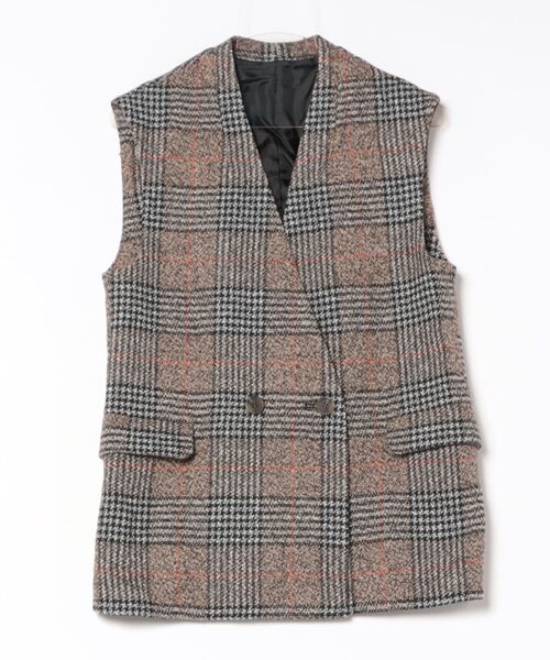raterate　美品formo フォルモ　チェックベスト　ジレ チェック柄ブロッキングデザインジレ/日本製(ベスト・ジレ) | re