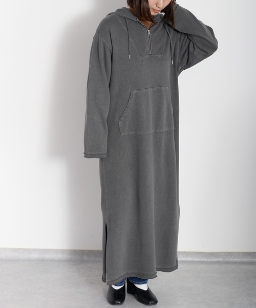 cepo（セポ）の「〈セットアップ対応〉16/10 裏毛ハーフジップスウェットワンピース（ワンピース・レディース・オフホワイト/チャコール・M）」の14枚目の写真