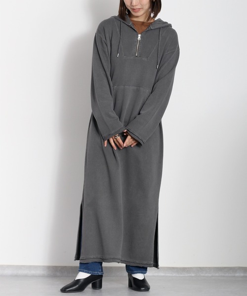 cepo（セポ）の「〈セットアップ対応〉16/10 裏毛ハーフジップスウェットワンピース（ワンピース・レディース・オフホワイト/チャコール・M）」の15枚目の写真