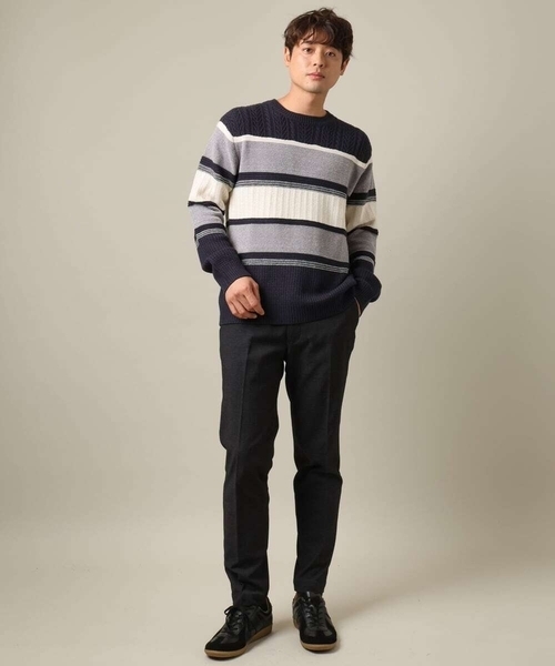 a.v.v(アーヴェヴェ)の「【ON/OFF兼用】スマートシャンブレー裏起毛スラックス(セットアップ可)(スラックス・メンズ・ネイビー/ブラック/チャコールグレー・44/48/46/50/52)」の11枚目の写真