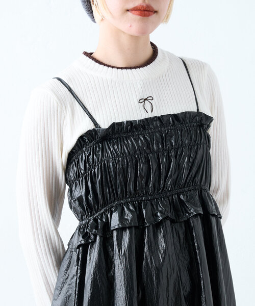 w closet（ダブルクローゼット）の「レザーライクシャーリングキャミワンピース（ワンピース・レディース・ブラック/ブラウン/シルバー・FREE）」の11枚目の写真