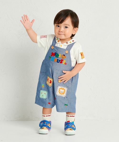 MIKI HOUSE(ミキハウス)の「ミキハウスベア 5分丈オーバーオール(サロペット/オーバーオール・キッズ・レッド/ブルー・M(80-90cm)/L(90-100cm)/LL(100-110cm)/S(70-80cm))」の17枚目の写真