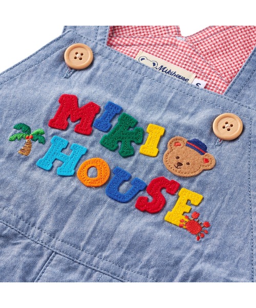 MIKI HOUSE(ミキハウス)の「ミキハウスベア 5分丈オーバーオール(サロペット/オーバーオール・キッズ・レッド/ブルー・M(80-90cm)/L(90-100cm)/LL(100-110cm)/S(70-80cm))」の9枚目の写真