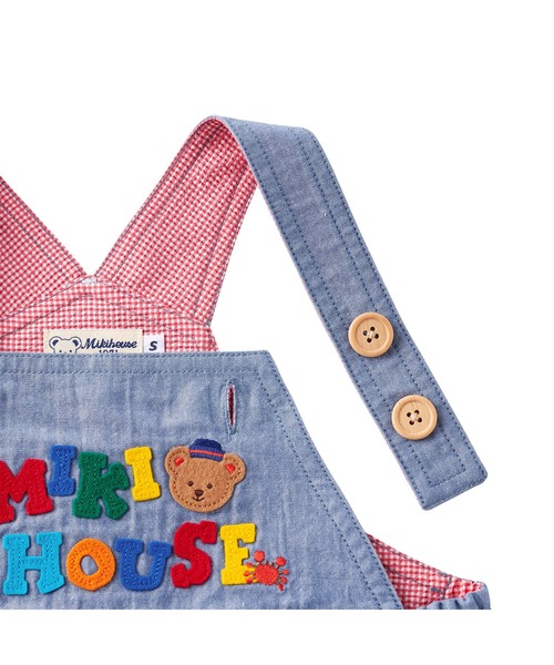 MIKI HOUSE(ミキハウス)の「ミキハウスベア 5分丈オーバーオール(サロペット/オーバーオール・キッズ・レッド/ブルー・M(80-90cm)/L(90-100cm)/LL(100-110cm)/S(70-80cm))」の10枚目の写真