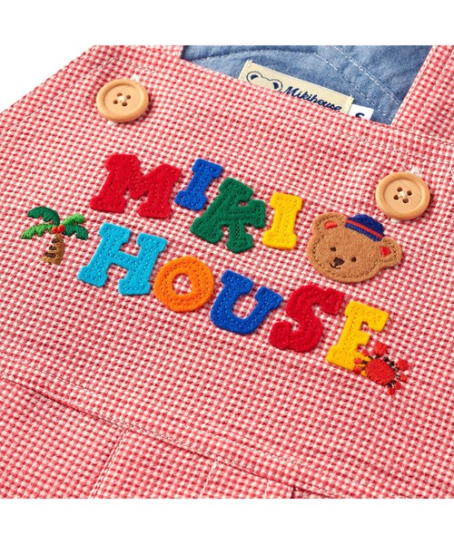 MIKI HOUSE(ミキハウス)の「ミキハウスベア 5分丈オーバーオール(サロペット/オーバーオール・キッズ・レッド/ブルー・M(80-90cm)/L(90-100cm)/LL(100-110cm)/S(70-80cm))」の3枚目の写真