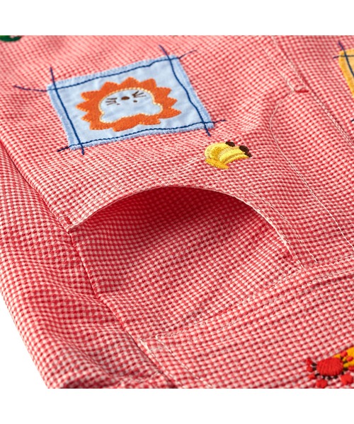 MIKI HOUSE(ミキハウス)の「ミキハウスベア 5分丈オーバーオール(サロペット/オーバーオール・キッズ・レッド/ブルー・M(80-90cm)/L(90-100cm)/LL(100-110cm)/S(70-80cm))」の6枚目の写真