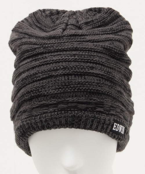 EDWIN（エドウィン）の「EDWIN バルーンロゴニットワッチ（ニットキャップ/ビーニー・メンズ・ブラック/グレー・フリー）」の2枚目の写真