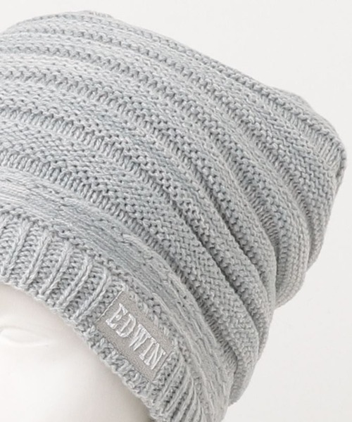 EDWIN（エドウィン）の「EDWIN バルーンロゴニットワッチ（ニットキャップ/ビーニー・メンズ・ブラック/グレー・フリー）」の3枚目の写真