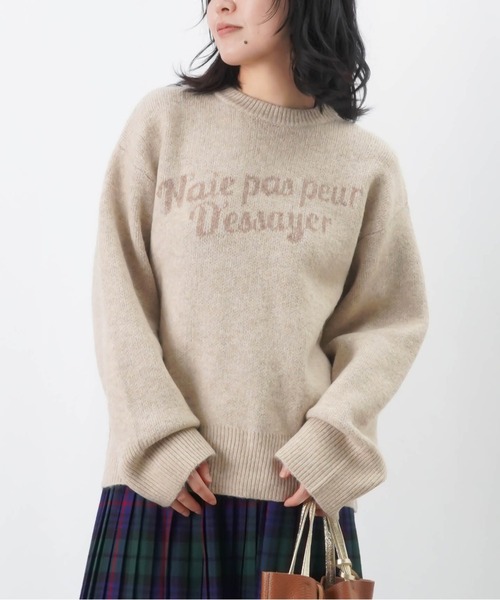 LUCA/LADY LUCK LUCA（ルカ/レディラックルカ）の「LC/LLL もちもちロゴニットプルオーバー / クルーネックロゴニット（ニット/セーター・レディース・ブラック/グレー/ベージュ・FREE）」の3枚目の写真