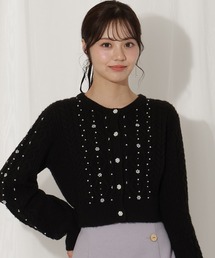 パール付きケーブルカーディガン