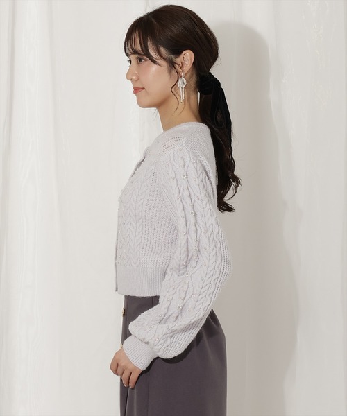 WILLSELECTION（ウィルセレクション）の「パール付きケーブルカーディガン（カーディガン/ボレロ・レディース・サックスブルー/ブラック/オフホワイト/ピンク・FREE）」の19枚目の写真