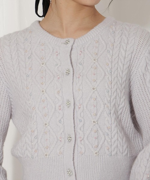 WILLSELECTION（ウィルセレクション）の「パール付きケーブルカーディガン（カーディガン/ボレロ・レディース・サックスブルー/ブラック/オフホワイト/ピンク・FREE）」の21枚目の写真