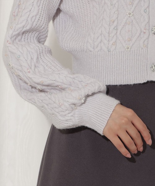 WILLSELECTION（ウィルセレクション）の「パール付きケーブルカーディガン（カーディガン/ボレロ・レディース・サックスブルー/ブラック/オフホワイト/ピンク・FREE）」の22枚目の写真