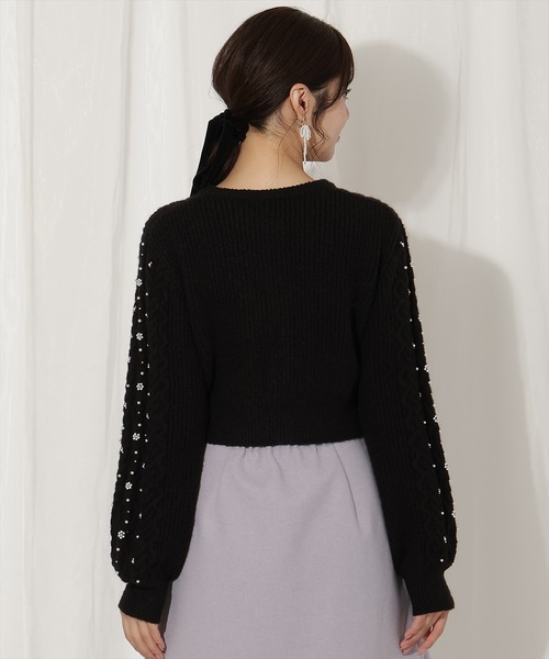 WILLSELECTION（ウィルセレクション）の「パール付きケーブルカーディガン（カーディガン/ボレロ・レディース・サックスブルー/ブラック/オフホワイト/ピンク・FREE）」の12枚目の写真