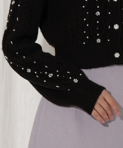 WILLSELECTION（ウィルセレクション）の「パール付きケーブルカーディガン（カーディガン/ボレロ・レディース・サックスブルー/ブラック/オフホワイト/ピンク・FREE）」の14枚目の写真