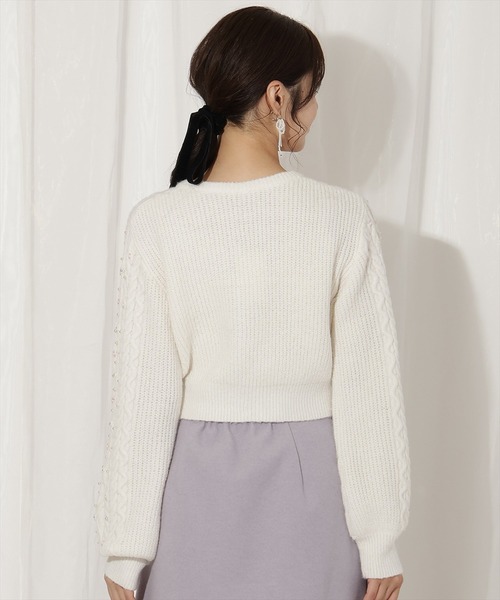 WILLSELECTION（ウィルセレクション）の「パール付きケーブルカーディガン（カーディガン/ボレロ・レディース・サックスブルー/ブラック/オフホワイト/ピンク・FREE）」の6枚目の写真