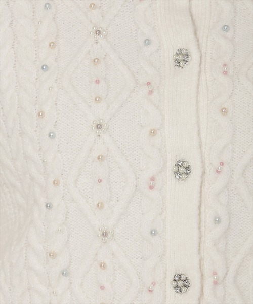 WILLSELECTION（ウィルセレクション）の「パール付きケーブルカーディガン（カーディガン/ボレロ・レディース・サックスブルー/ブラック/オフホワイト/ピンク・FREE）」の9枚目の写真